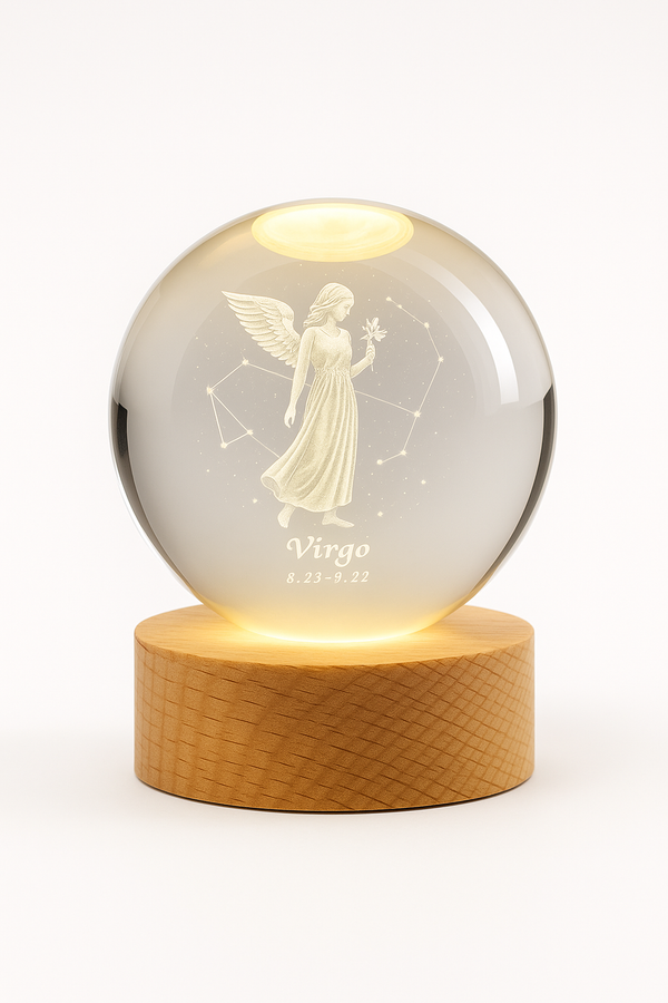 Boule de Cristal 3D LED - 12 constellations du Zodiaque Lumineuses